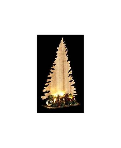 Houten kerstboom naturel met licht 30cm
