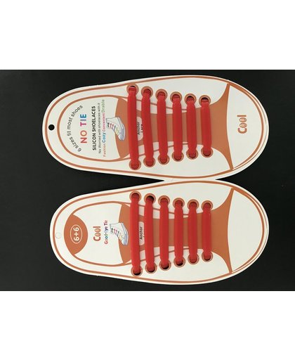 LazyLace 1 paar schoenveters voor kinderen (2x6) ROOD silicone veterbandjes