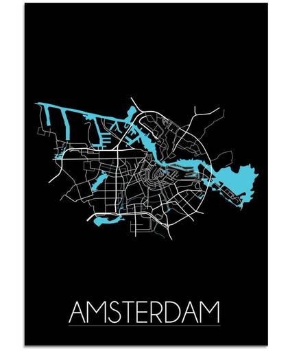 Plattegrond Amsterdam Stadskaart poster DesignClaud - Zwart - B1 poster