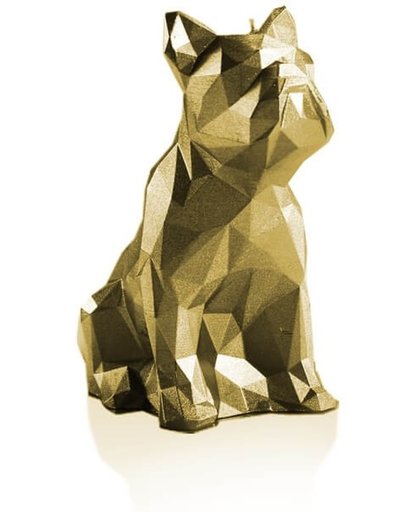 Interieur figuurkaars Bulldog geel goud. Hoogte 15 cm (24 uur)