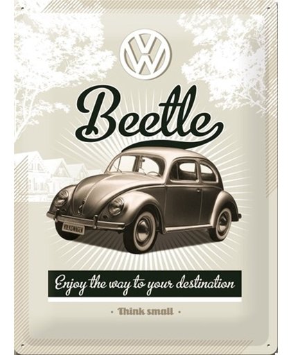 VW Beetle retro reclame wandbord, Reclamebord metaal