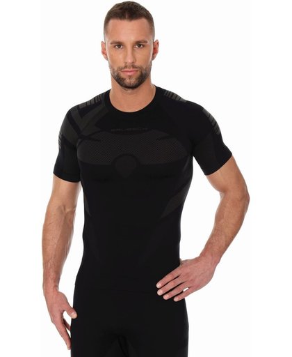 Brubeck | Dry Heren Baselayer Shirt - Grafiet/Zwart - XL - Korte Mouw -