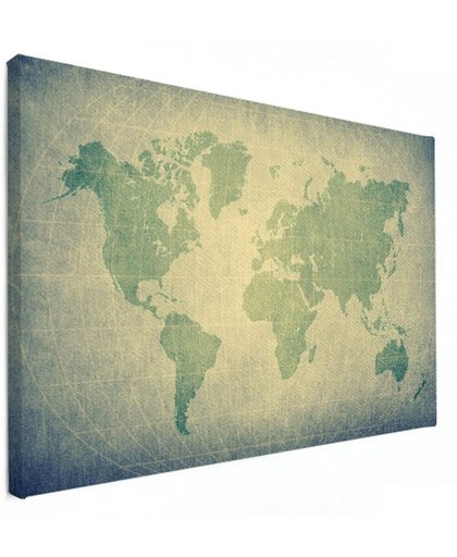 Wereldkaart perkament groen canvas 80x60 cm