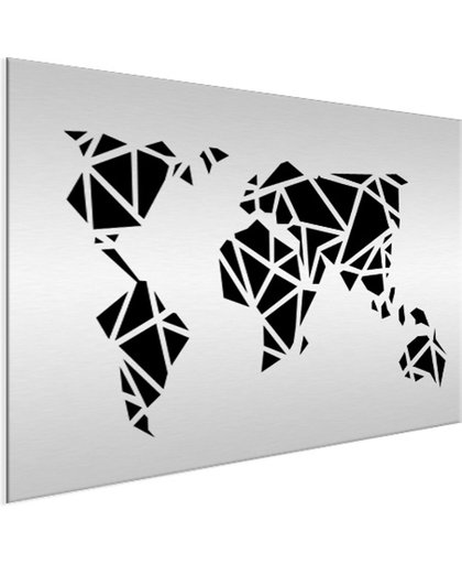 Wereldkaart geometrisch zwart Aluminium 120x80 cm