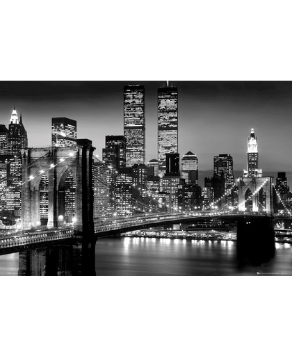 Poster New York-Manhattan-skyline-nacht-Brooklyn Bridge-(61x91.5cm)