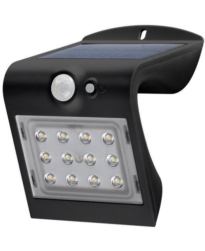 LED Solar Sensor Buitenlamp-wandlamp zwart IP65, 1.5 Watt 220 Lumen