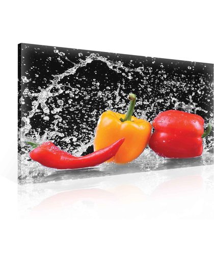 Vegetables Peppers Water Drops Canvas Print 100cm x 75cm