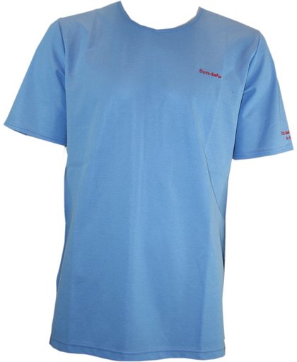 Sun-Safer zondoorlatende heren T-shirt donker blauw met ronde hals maat XL bruin worden zonder te verbranden
