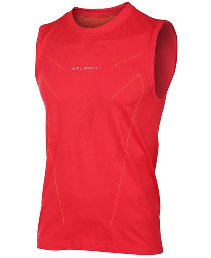 Brubeck | Heren Athletic Singlet - Hardloopshirt - Sportshirt - Seamless - Maat M - Rood