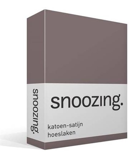 Snoozing - Katoen-satijn - Hoeslaken - Eenpersoons - 80x220 cm - Taupe