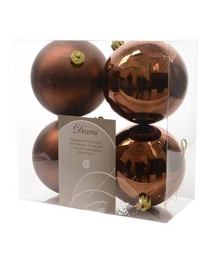 Kerstballen kunststof truffel 10cm 4st kerstartikelen
