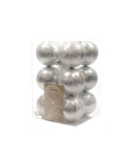 Kerstballen kunststof zilver 6cm 12st kerstartikelen
