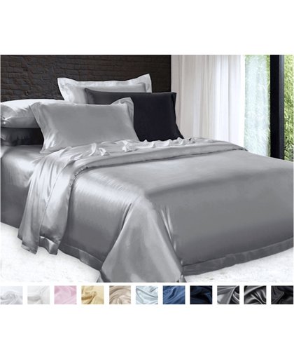 Zijden dekbedovertrek,Zilver grijs 200x200cm, 100% zijde,600thread count (22momme)