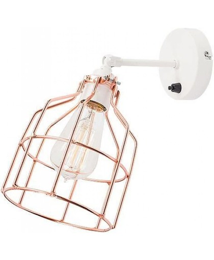 Het Lichtlab No.15 wandlamp wit met koperen kooi