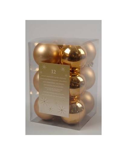 Kerstballen kunststof goud 6cm 12st kerstartikelen