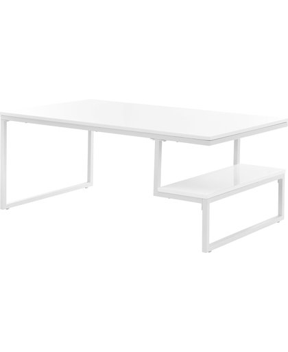 [en.casa]® Design salontafel met plank - Granby - wit