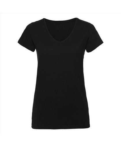 Basic V-hals t-shirt vintage washed zwart voor dames - Dameskleding t-shirt zwart M (38/50)