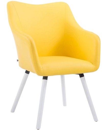 Clp Design bezoekerstoel MCCOY V2 - met armleuning, vierpotig houten onderstel, belastbaar tot 160 kg, kunstleer - geel, - onderstel wit