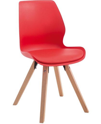 Clp Bezoekersstoel PERTH, eetkamerstoel, wachtkamerstoel, kunststof zitting met een kunstleder kussen - rood, kleur onderstel : vierkant natura,