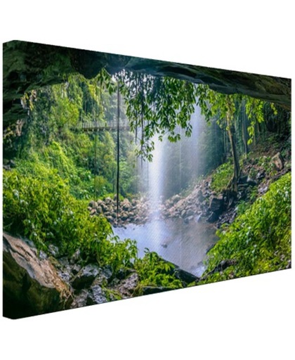 Foto van regenwoud met waterval Canvas 120x80 cm - Foto print op Canvas schilderij (Wanddecoratie)