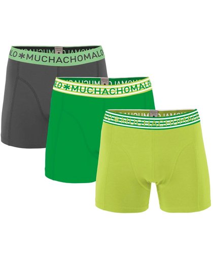 MuchachoMalo - Solid 3-Pack Boxershorts Groen / Grijs / Geel - 158