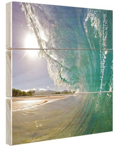 Golven Oceanie  Hout 60x80 cm - Foto print op Hout (Wanddecoratie)