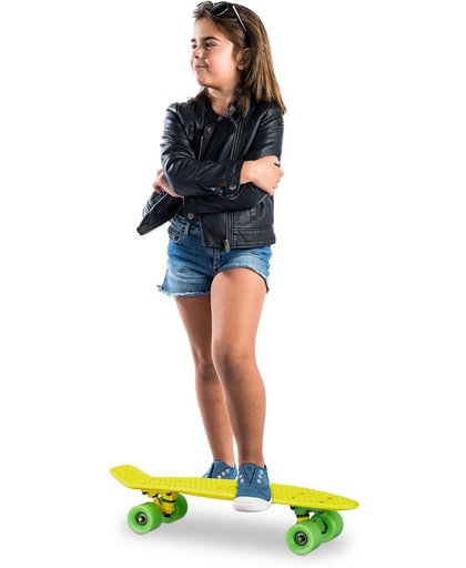 relaxdays skateboard kinderen - 22 inch - ABEC 7 kogellagers - pennyboard - kunststof geel