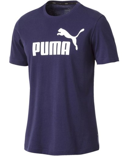 PUMA ESS Logo Tee Shirt Heren - Peacoat