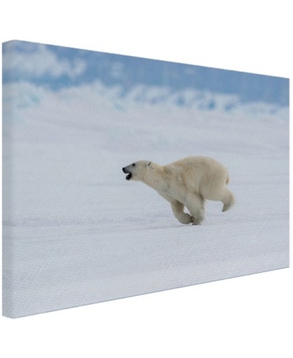 Ijsbeer bij bevroren zeeijs Canvas 30x20 cm - Foto print op Canvas schilderij (Wanddecoratie)