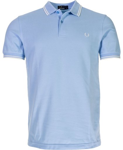 Fred Perry Twin Tipped Sportpolo casual - Maat L  - Mannen - licht blauw/ wit