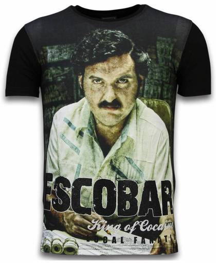 Local Fanatic Escobar King Of Cocaine - Digital Rhinestone T-shirt - Zwart - Maten: S