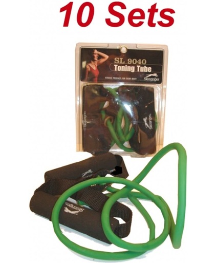 Slazenger - Toning Tubes - SL 9040 - Weerstandsband - set van 10 stuks -Lichte weerstand - 125 cm - Groen