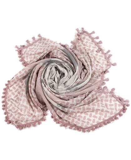 Hippe grote sjaal Roze - studs sterren peace harten - 140x140cm