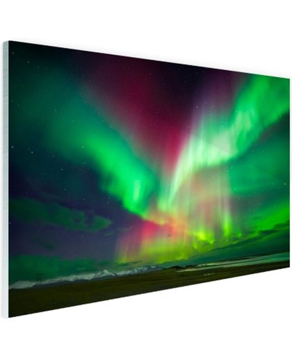 Schitterend noorderlicht boven IJsland Glas 90x60 cm - Foto print op Glas (Plexiglas wanddecoratie)