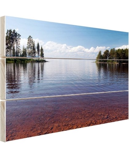 Zicht op het meer in de zomer Hout 120x80 cm - Foto print op Hout (Wanddecoratie)