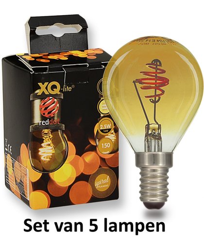 Filament LED lamp (P45)|E14 | 2.5w |  2000K = Super Warm wit | = 16 Watt gloeilamp | Set van 5 lampen