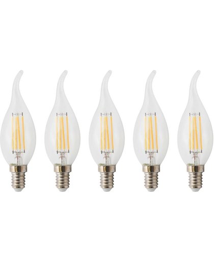XQ-Lite XQ1463 Filament LED Lamp - Tipkaars - 4W (35W) - 400 Lumen - E14 Fitting – 5 stuks