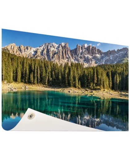 Dolomieten Lago Carezza Italië Tuinposter 120x80 cm - Foto op Tuinposter (tuin decoratie)