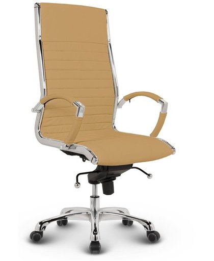 Bureaustoel Lincoln Relax Design - Hoge Rugleuning - 100% Echt Leder - Oker