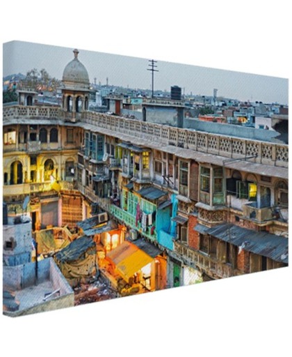 Appartementen in oud Delhi Canvas 120x80 cm - Foto print op Canvas schilderij (Wanddecoratie)