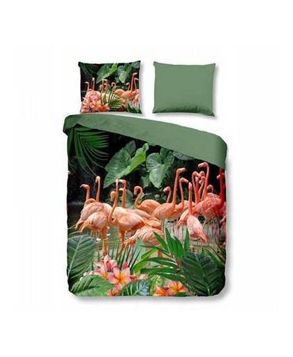 Snoozing flamingo dekbedovertrek - 2-persoons (200x200/220 cm + 2 slopen)