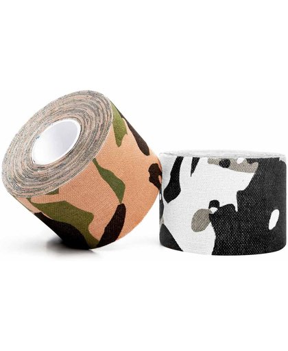 #DoYourFitness - 3x Camouflage Kinesiologie Tape - Sporttape - 100% geweven katoen / waterbestendig - rollengte 5m, breedte 5cm - Arctic