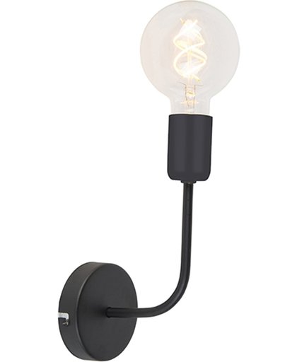 QAZQA Facil - Wandlamp - 1 lichts - D 130 mm - zwart