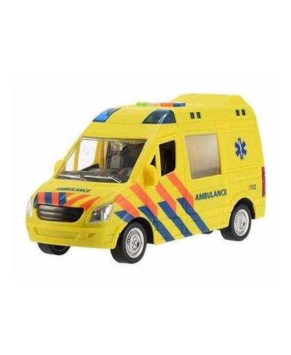 Plastic ambulance met licht en geluid 22 cm
