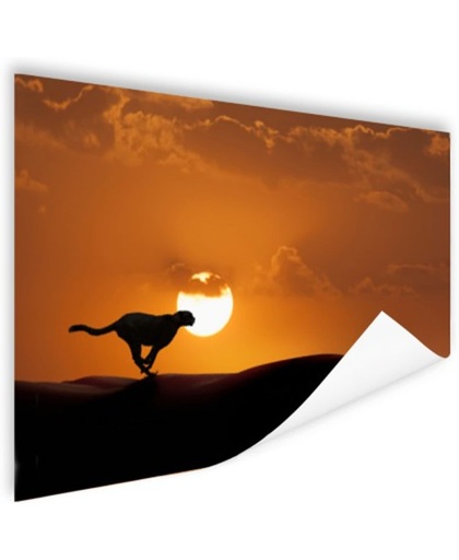 Silhouet rennende luipaard Poster 150x75 cm - Foto print op Poster (wanddecoratie)