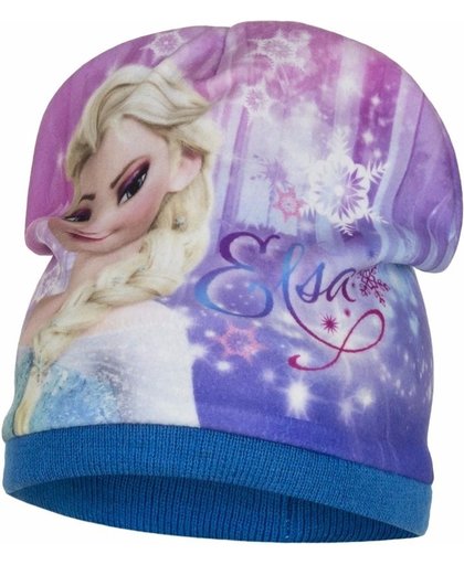 Frozen fleece muts Elsa blauw voor meisjes 54 cm (6-8 jr)