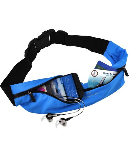 #DoYourFitness - Loopriem - »FunRunner« - heuptas / ritszak voor hardlopen ,elastisch, waterdicht - mobiele telefoon tot ca. 5,5 inch - blauw