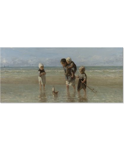 Canvas Schilderij Kinderen der zee van Jozef Israëls Rijksmuseum Strand 45x100 cm