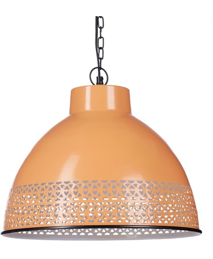 relaxdays - hanglamp vintage retro look - Oranje lampenkap met patroon - lamp honing Brown