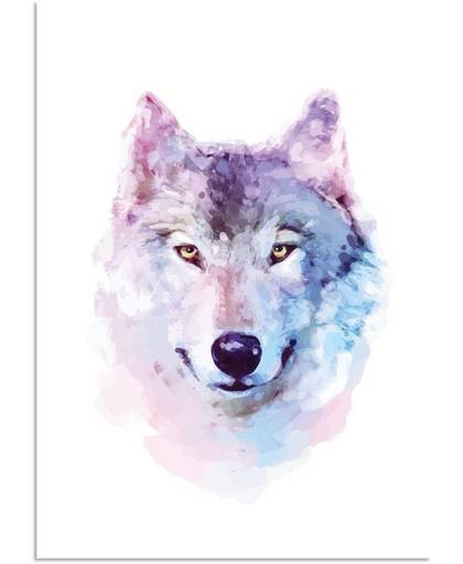 Poster Wolf Waterverf stijl DesignClaud - A4 poster